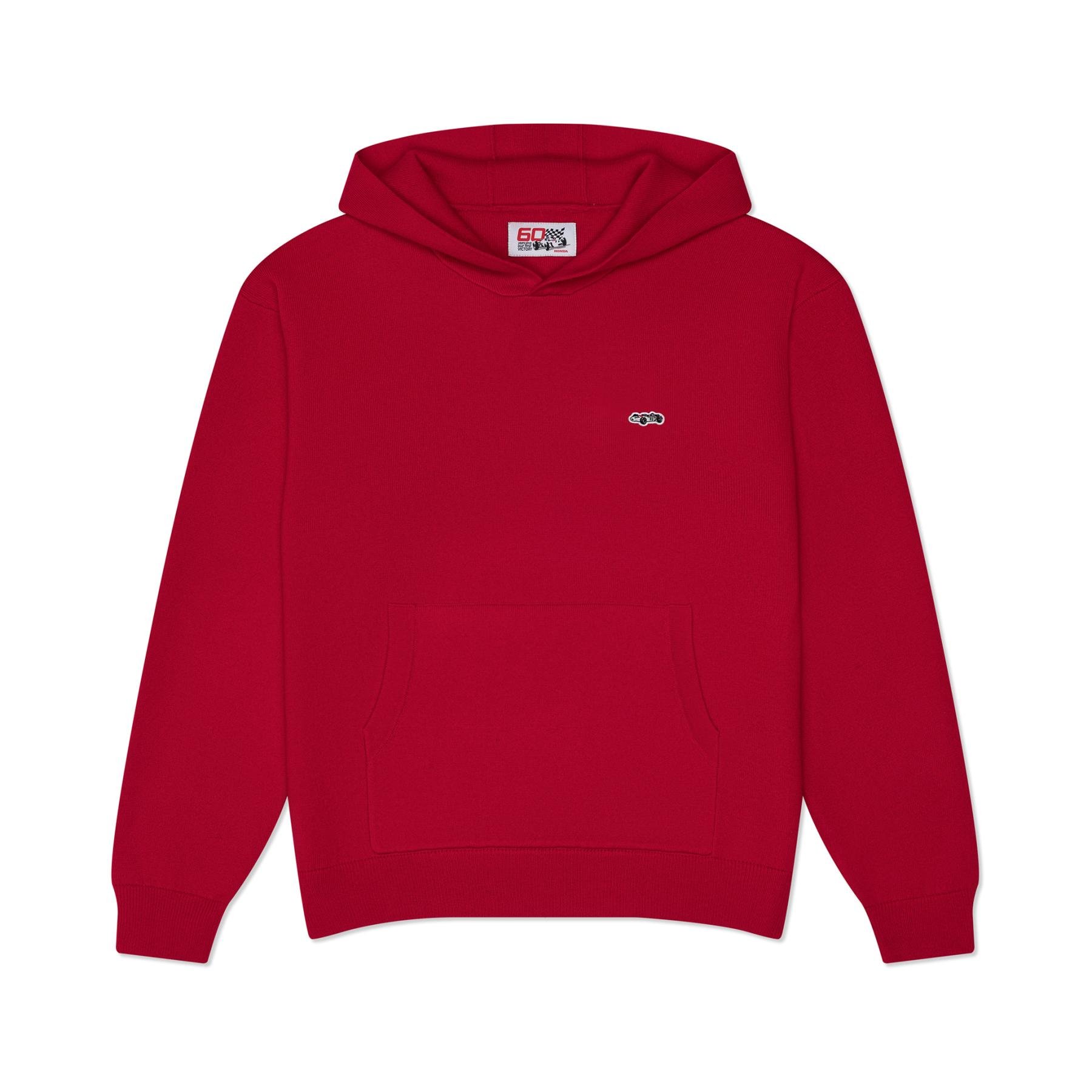 RA272 Cashmere and Wool Sweater Hoodie in Hinomaru Red