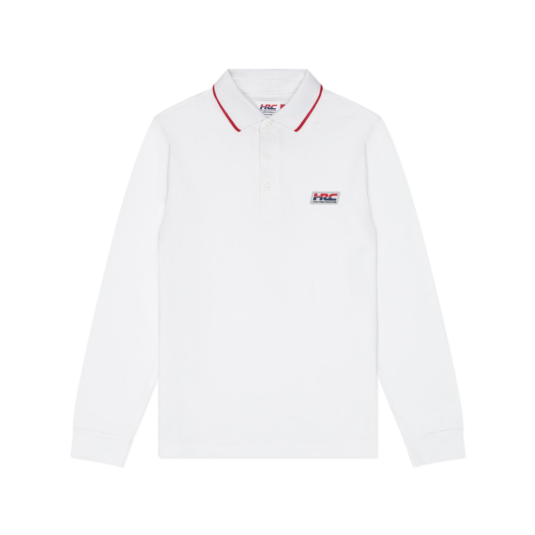 White Supima Cotton Long Sleeve Badge Polo