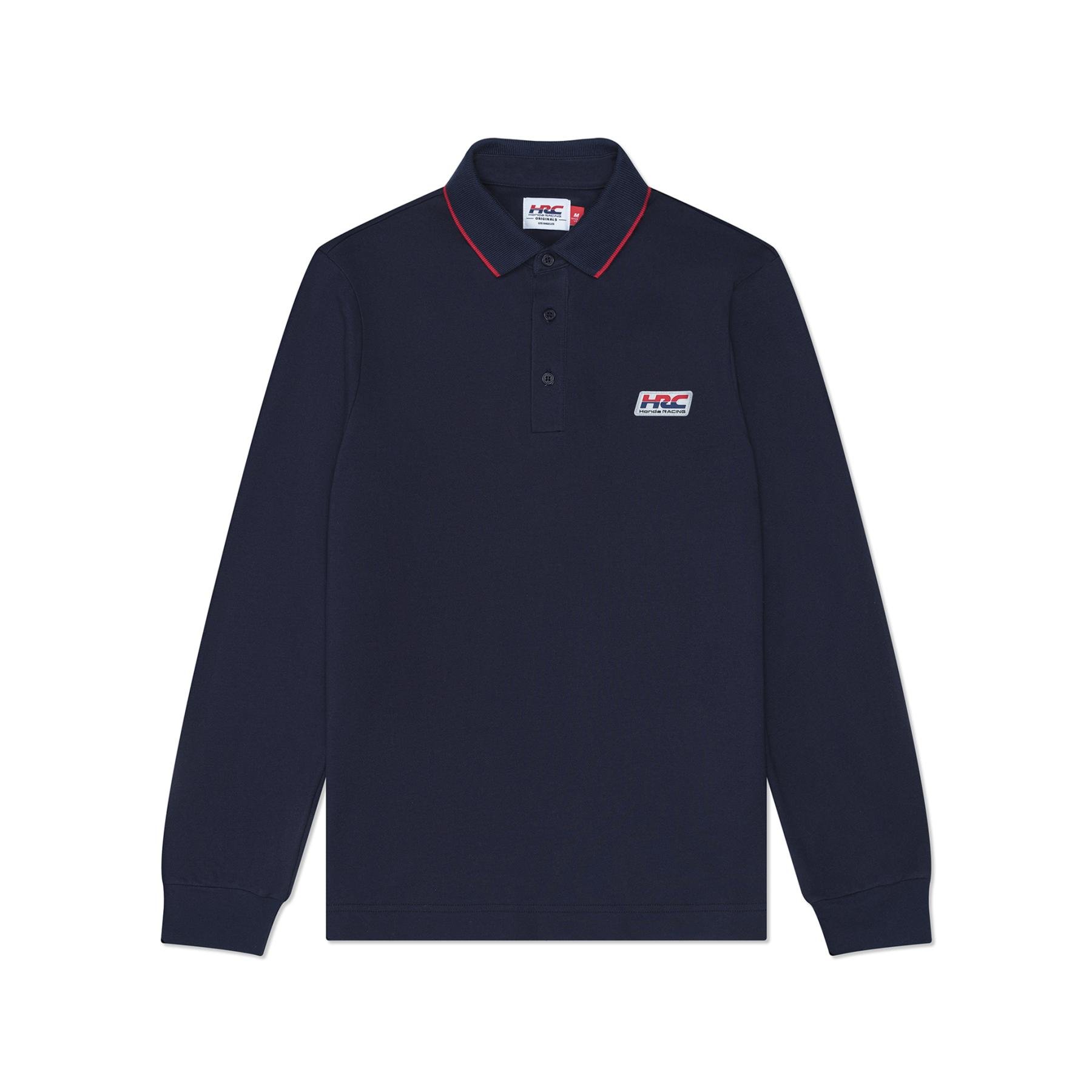 Navy Supima Cotton Long Sleeve Badge Polo